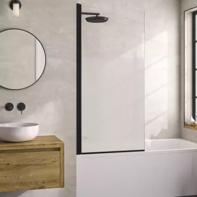 Pare-bain pivotant Lyra 80cm profil� Noir verre s�rigraphie Cosmos - KINEDO R�f. PB140NCOE