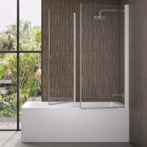 Pare bain retour Orion 70x150cm profilé blanc verre transparent - KINEDO Réf. PB145BTNE