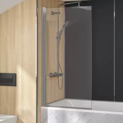 Pare-bain Samoa 75cm profil� Chrom� verre Transparent - KINEDO R�f. PB150CTN