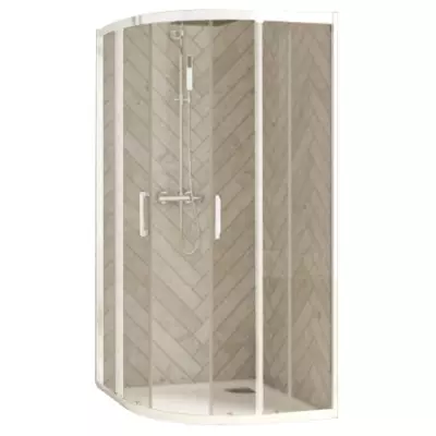 Paroi coulissante 1/4 de rond Smart Design R/C 100x100cm verre transparent profil�s Blanc - KINEDO R�f. PA90281BTNE