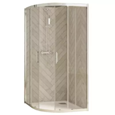 Paroi coulissante 1/4 de rond Smart Design R/C 100x100cm verre transparent profil�s Chrom� - KINEDO R�f. PA90281CTNE