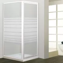 Paroi d\'ange porte pivotante Cayenne 80x80cm verre sérigraphié profilé Blanc - OZE Réf. CAYENNE