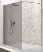 Paroi de douche ouverte Open 2 70cm verre teinté gris profilé argent brillant - LEDA Réf. L13OP70703