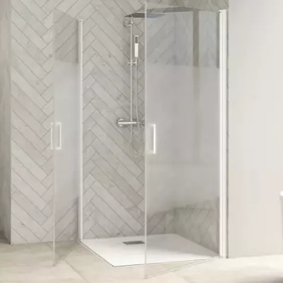 Paroi de douche pivotante Smart Design Solo P 110cm verre cosmos profil� Blanc - KINEDO R�f. PA90180BCOE