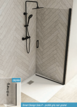 Paroi de douche pivotante Smart Design Solo P 110cm verre cosmos profilé Blanc - KINEDO Réf. PA90180BCOE