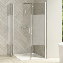 Paroi de douche pliante Smart Design Solo A/S sans seuil  70cm verre Cosmos profilé Blanc - KINEDO Réf. PA90190BCOE