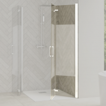 Paroi de douche pliante Smart Design Solo A/S sans seuil  70cm verre Cosmos profilé Blanc - KINEDO Réf. PA90190BCOE