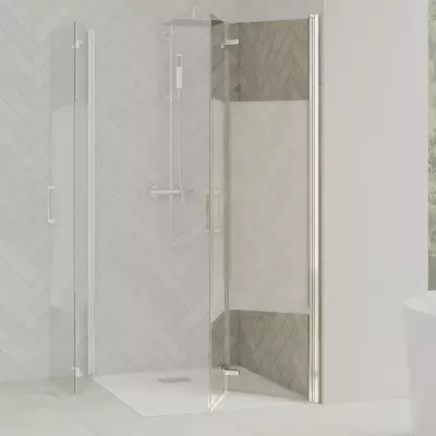 Paroi de douche pliante Smart Design Solo A/S sans seuil 70cm verre Cosmos profil� Chrom� - KINEDO R�f. PA90190CCOE