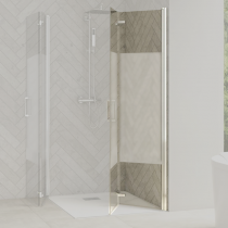 Paroi de douche pliante Smart Design Solo A/S sans seuil 90cm verre Cosmos profilé Chromé - KINEDO Réf. PA90194CCOE