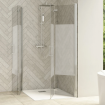 Paroi de douche pliante Smart Design Solo A/S sans seuil 90cm verre Cosmos profilé Chromé - KINEDO Réf. PA90194CCOE