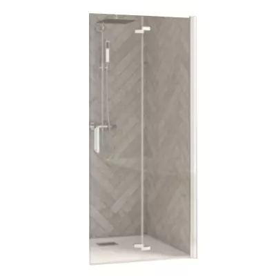 Paroi de douche pliante Smart Design Solo S 90cm verre transparent profil� Blanc - KINEDO R�f. PA90194BTNE