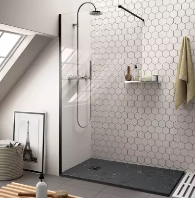 Paroi de douche Walk In Heaven 100x195cm verre transparent profil� Noir - SALGAR R�f. 26347