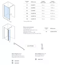 Paroi fixe Clear 90cm verre transparent profilé Chromé - OZE Réf. CLEAR90