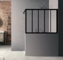 PAROI FIXE LOFT WALL 100x150 CLAIR 4 mm TRAITE NOIR - Atelier du Bain R&eacute;f. LOFTW100X150SCTLN