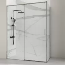Paroi fixe reour Helios 80cm verre transparent profilé Chromé  - OZE Réf. HELFP80C