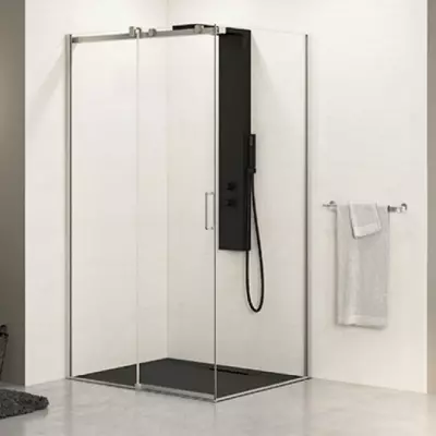 Paroi fixe retour Ekinox F 100cm pour porte coulissante profil� Inox bross� / profil� � droite - KINEDO R�f. PA4283ITNED