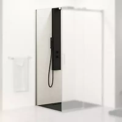 Paroi fixe retour Ekinox F 100cm pour porte coulissante profil� Inox bross� / profil� � gauche - KINEDO R�f. PA4283ITNEG