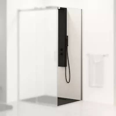 Paroi fixe retour Ekinox F 80cm pour porte coulissante profil� Inox bross� / profil� � droite - KINEDO R�f. PA4281ITNED