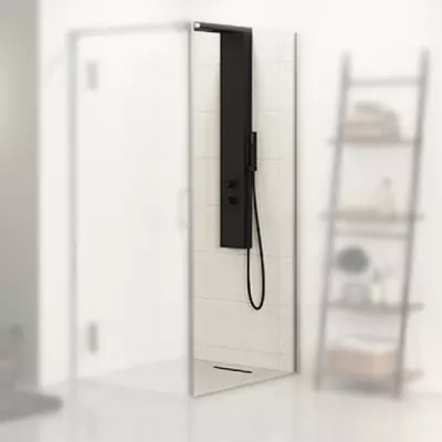 Paroi fixe retour Ekinox F 90cm profil� Inox verre transparent / profil� � droite - KINEDO R�f. PA4252ITNED