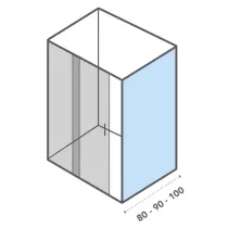 Paroi fixe retour Helios coulissante 80cm verre transparent profilé Chromé - OZE Réf. HELFC80C
