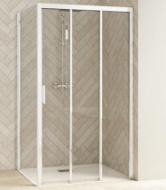 Paroi fixe retour pour porte coulissante Smart Design 100cm verre transparent profilés Blanc - KINEDO Réf. PA90296BTNE