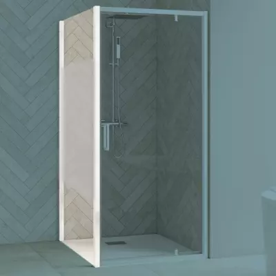 Paroi fixe retour Smart Design 90cm verre Cosmos profil�s Blanc - KINEDO R�f. PA90294BCOE