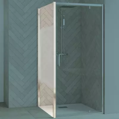 Paroi fixe retour Smart Design 90cm verre Cosmos profil�s Chrom� - KINEDO R�f. PA90294CCOE