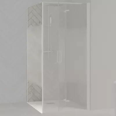 Paroi fixe retour Smart Design F 100cm verre Cosmos profil�s Blanc - KINEDO R�f. PA90156BCOE