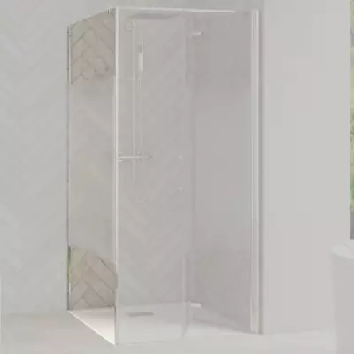 Paroi fixe retour Smart Design F 90cm verre Cosmos profil�s Chrom� - KINEDO R�f. PA90154CCOE