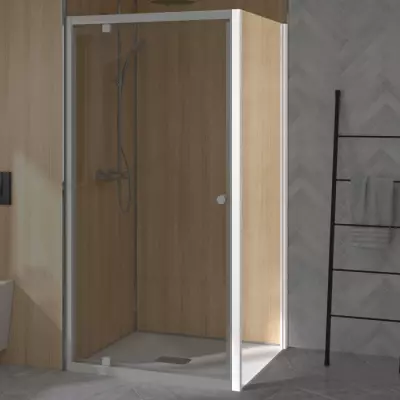 Paroi fixe retour Supra 100cm profil� Blanc verre Transparent - KINEDO R�f. PA1573BTN