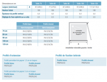 Paroi fixe retour Supra 120cm profilé Blanc verre Transparent - KINEDO Réf. PA1574BTN