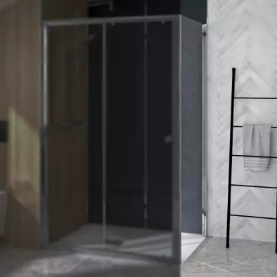 Paroi fixe retour Supra 80cm profil� Chrom� verre Transparent - KINEDO R�f. PA1571CTN