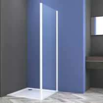 PAROI RETOUR FORDHAM+ 80X195 VERRE 6mm TRANSP TRAITE BLANC BRILLANT - Atelier du Bain R&eacute;f. FORUPPF8SCTL