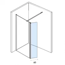 Paroi retour pivotante Clear 40cm verre transparent profilé Chromé - OZE Réf. CLEAR-EXT40