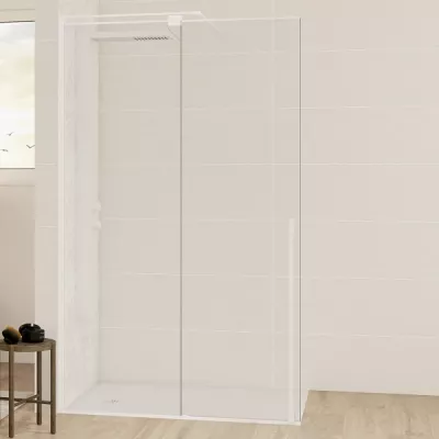 Paroi simple coulissante Solo C 160cm Verre transparent profil� Blanc mat - KINEDO R�f. PA2532BMTNE