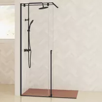 Paroi simple coulissante Solo C 160cm Verre transparent profilé Noir mat - KINEDO Réf. PA2532NTNE