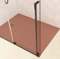 Paroi simple coulissante Solo C 160cm Verre transparent profilé Noir mat - KINEDO Réf. PA2532NTNE