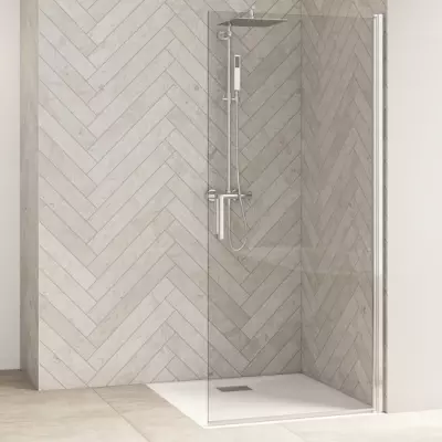 Paroi simple pivotante Smart Design Solo P 115cm verre transparent profil� Chrom� - KINEDO R�f. PA90188CTNE