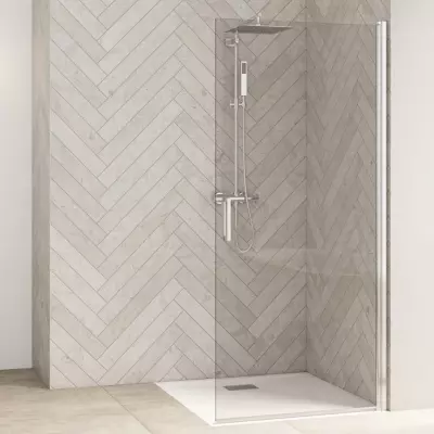 Paroi simple pivotante Smart Design Solo P 125cm verre transparent profil� Blanc - KINEDO R�f. PA90189BTNE