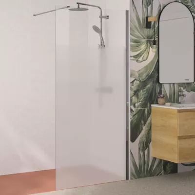 Paroi simple Walk-In Solo 6+ 100cm verre Cosmos XL profil� Chrom� / renfort horizontal  - KINEDO R�f. PA2415CCOXE