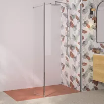 Paroi simple Walk-In Solo 6+ 100cm verre transparent profilé Chromé / renfort horizontal - KINEDO Réf. PA2415CTNE