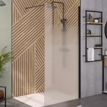 Paroi simple Walk-In Solo 6+ 110cm verre cosmos XL profilé Noir mat / renfort horizontal  - KINEDO Réf. PA2416NCOXE