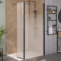 Paroi simple Walk-In Solo 6+ 110cm verre cosmos XL profilé Noir mat / renfort horizontal  - KINEDO Réf. PA2416NCOXE