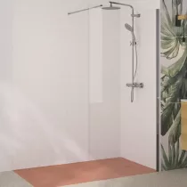 Paroi simple Walk-In Solo 6+ 110cm verre transparent profilé Chromé / renfort horizontal - KINEDO Réf. PA2416CTNE