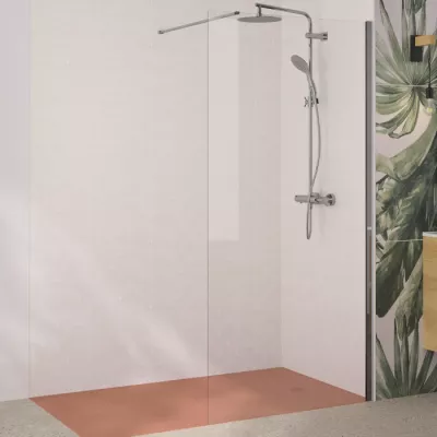 Paroi simple Walk-In Solo 6+ 120cm h225 verre transparent profil� Chrom� / renfort horizontal - KINEDO R�f. PA2433CTNE