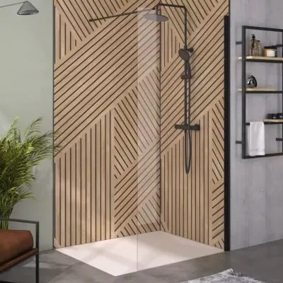 Paroi simple Walk-In Solo 6+ 120cm verre transparent profil� Noir mat - KINEDO R�f. PA2417NTNE