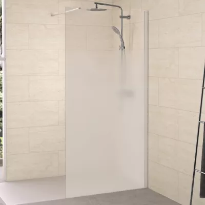Paroi simple Walk-In Solo 6+ 80cm verre Cosmos XL profil� Blanc grain� / renfort horizontal  - KINEDO R�f. PA2413BCOXE
