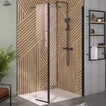 Paroi simple Walk-In Solo 6+ 80cm verre transparent profilé Noir mat  - KINEDO Réf. PA2413NTNE