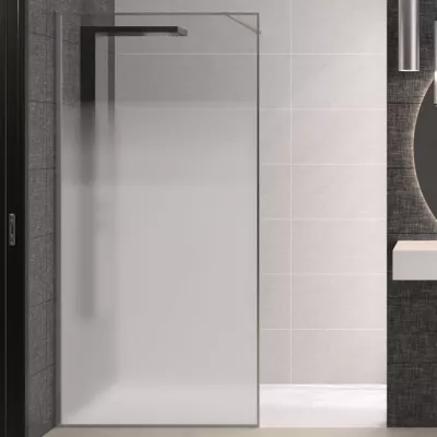 Paroi Solo Design+ 100cm verre cosmos profil� gauche Inox bross� - KINEDO R�f. PA8242ICOXEG