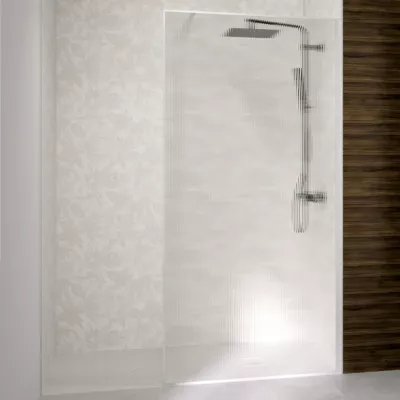 Paroi Solo Design+ 100cm verre flute profil� droite Blanc grain� - KINEDO R�f. PA8242BGFLTED